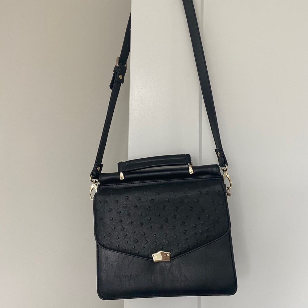 Black Crocodile Crossbody Purse